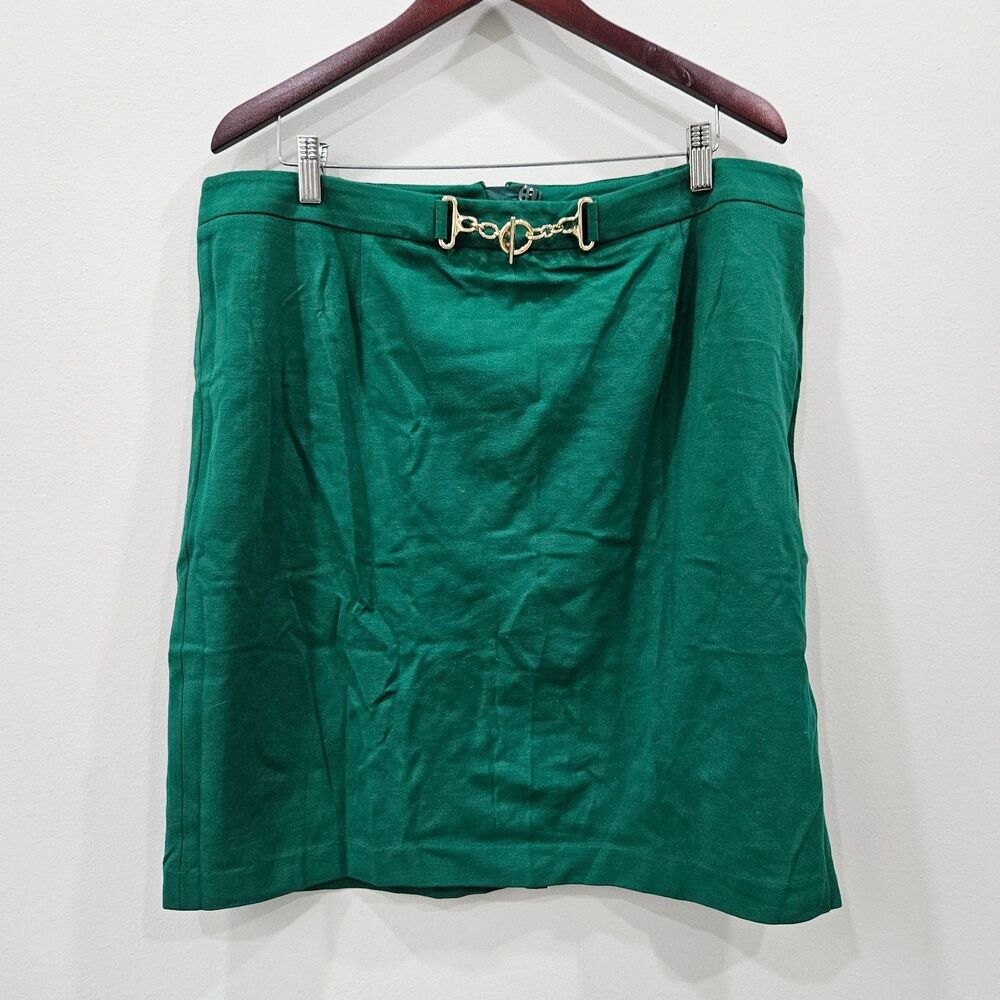 Talbots Pencil Skirt Size 16P Green Knee Length Equestrian Vibrant Dressy Career